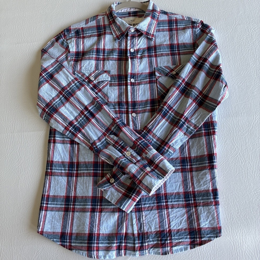 Men's XXL Shirt Ditch Plains Plaid Western Pearl Snap Rodeo Cowboy Horseman Read